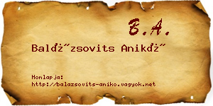 Balázsovits Anikó névjegykártya