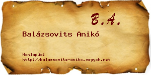 Balázsovits Anikó névjegykártya